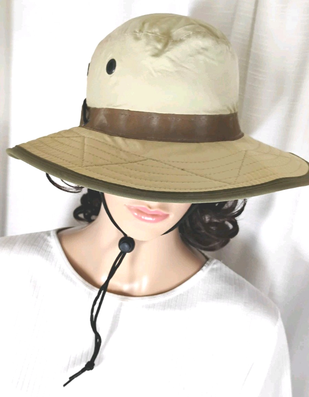 Watership Boonie Hat Wide Brim Vented Fishing Khaki Nylon Wide Brim USA Small